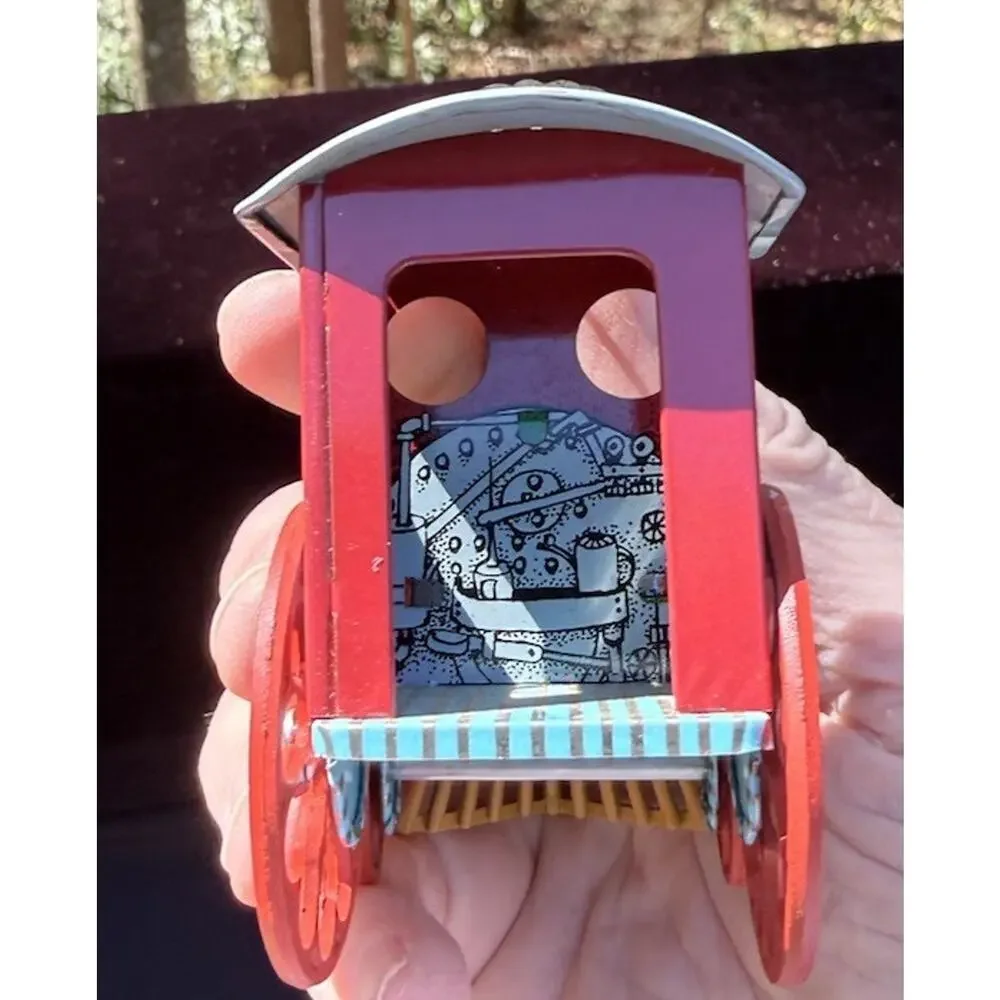 Vintage Tin Locomotive Ornament 1987 Hallmark Train Artist Signed No Box Lo10